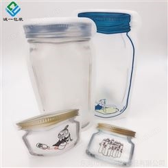 异形塑料食品自立自封袋定制 瓶子罐头异型袋 磨砂半透明包装袋