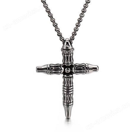 欧美复古十字架钛钢吊坠 哥特式男士不锈钢个性项链饰品