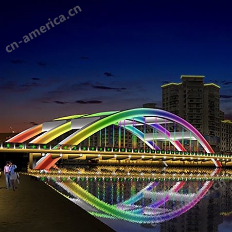 大桥夜景美化灯光亮化设计方案 桥梁户外照明工程效果图