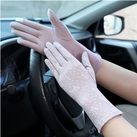弹力防紫外线手套 按需定制 夏天短薄手套 女士触屏手套 韩版中长款手套