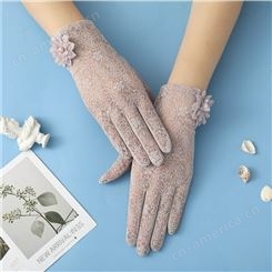定制 女蕾丝春夏防晒手套 提供样品 冰感触屏蕾丝手套 女式蕾丝手套