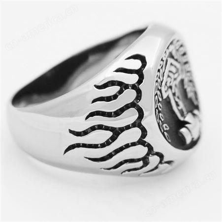 浮雕立体不锈钢钛首饰戒指 船锚图案个性化戒子 饰品设计定制