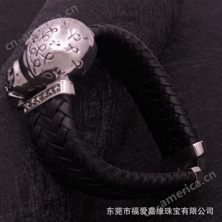 街舞时尚绳编织骷髅铜手环 品味搭配手饰订制 磁性材料加工厂
