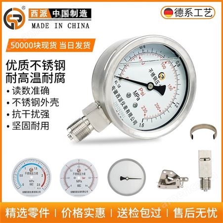Y100BF不锈钢压力表 真空数显1.6mpa耐震气压表 水压表y100隔膜现货速发