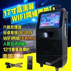声林WIFI网络拉杆音箱17寸显示屏户外广场跳舞12寸音响移动充电瓶