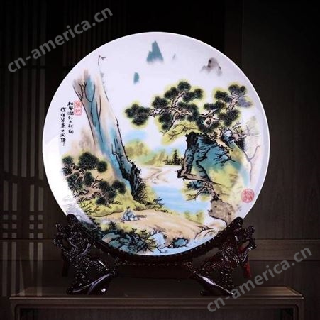 中式创意家居摆盘来图定做 客厅电视柜办公室装饰摆件 圆盘工艺品商务礼定制