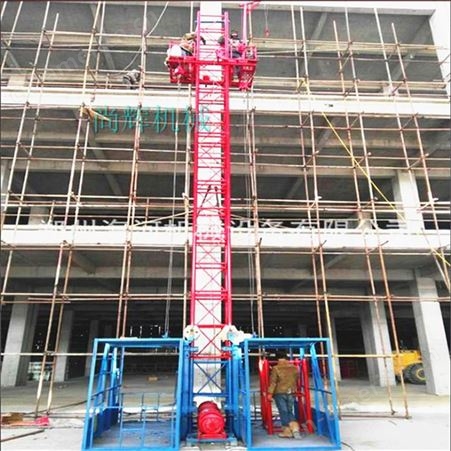 2000kg载重单柱双笼施工升降机 建筑吊笼升降机 工地楼层物料提升机