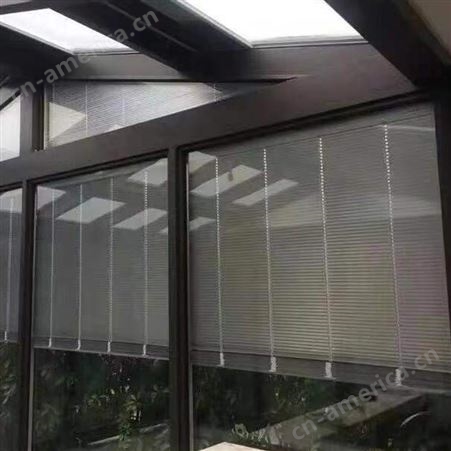 青岛磁控百叶玻璃 电动百叶玻璃窗 手动与遥控智能遮阳产品 厂家定制