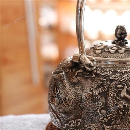 双龙戏珠999煮茶器 泡茶壶 电陶炉煮茶壶 手工足银烧水壶