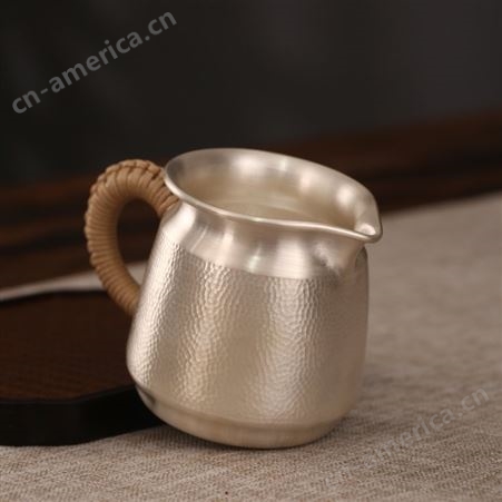 纯银999公道杯茶具 家用纯手工锤纹喝茶分茶器 公道茶杯