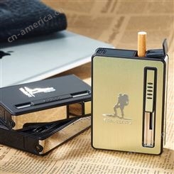 烟盒和打火机充气电一体自动弹烟防风套子男士个性高档便携式烟盒