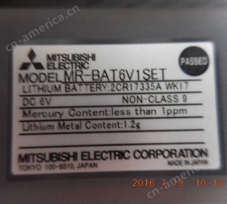 MITSUBISHI ELECTRIC  伺服控制器电池 MR-BAT6V1SET