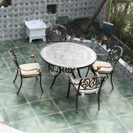 户外铸铝桌椅庭院花园露天欧式休闲铁艺家具阳台露台室外桌椅组合