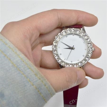 国美时 爆款休闲手表 大颗超闪满钻表壳 不锈钢表扣 简约石英表 定制女士手表
