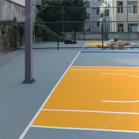 深圳南山区学校篮球场铺设 优格丙烯酸篮球场地坪施工 5层工艺 3年