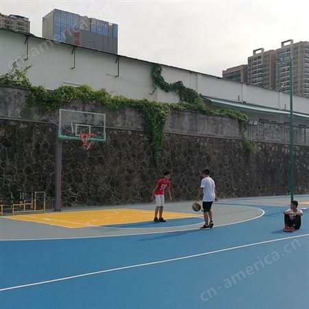 深圳南山区学校篮球场铺设 优格丙烯酸篮球场地坪施工 5层工艺 3年