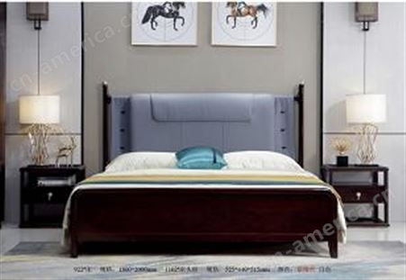 周村实木家具床 实木双人床 简约床定制 欧美双人床 双人床价格