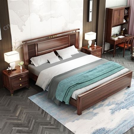 新中式白蜡木实木床 轻奢高箱床 1.5单双人简约现代主卧1.8米婚床 可定做