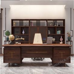 新中式实木书桌 白蜡木现公桌椅轻奢 写字书台书房家具套装组合 可定做