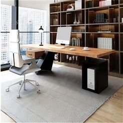 新中式办公桌 实木老板桌椅组合 现代简约大班台禅意总裁办公室 可定做