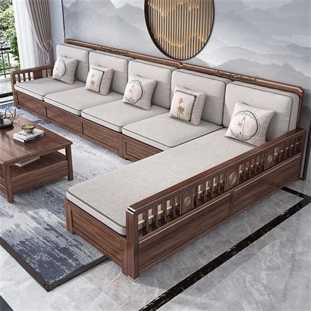 新中式沙发 实木沙发 可储物 中式客厅家具 简约冬夏两用沙发 可定做