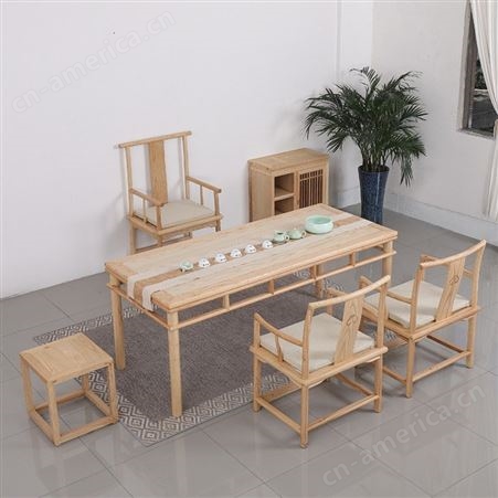 新中式白蜡木茶桌椅组合 仿古禅意茶台全实木 简约现代茶室茶艺茶桌 可定做