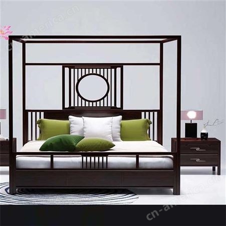新中式实木床 1.8米双人床 主卧婚床1.5米储物高箱 现代简约家用大床 可定做