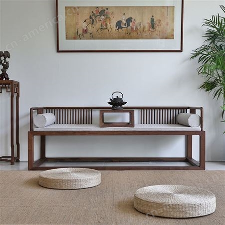 新中式实木白蜡木罗汉床 民宿沙发床 现代简约小户型白蜡木床榻 可定做