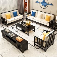 新中式沙发组合 全实木现代简约客厅轻奢大小户型布艺禅意别墅家具 可定做