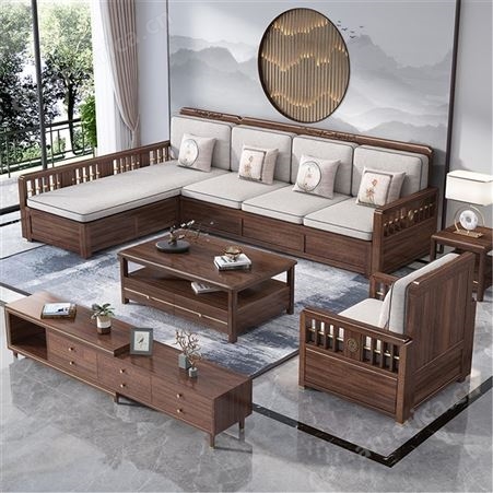 新中式沙发 实木沙发 可储物 中式客厅家具 简约冬夏两用沙发 可定做